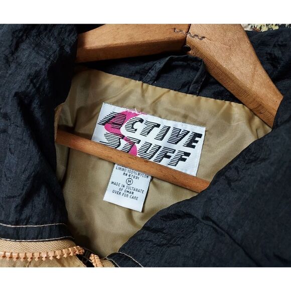 Vtg 1980s Black Gold Bomber Windbreaker Drizzler Rain Ski Nylon Jacket Sz M - Picture 5 of 6